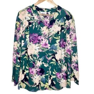 Denim & Co Floral Print Top Womens Size 1X
